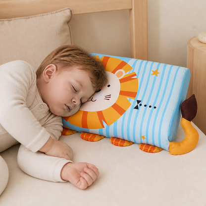 Beruhigendes ergonomisches Kinderkissen mit Tiermotiv-Kissenbezug
