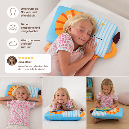 Beruhigendes ergonomisches Kinderkissen mit Tiermotiv-Kissenbezug