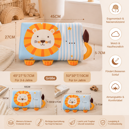 Beruhigendes ergonomisches Kinderkissen mit Tiermotiv-Kissenbezug