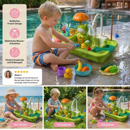 Kinder-Spielküche mit Wasserfunktion – Spülbecken Spielset mit elektrischer Wasserzirkulation