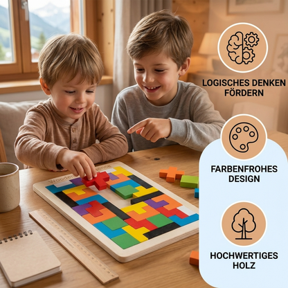 Pädagogisches Holz Tangram Puzzle – Farbenfrohes Montessori Lernspiel für Kinder