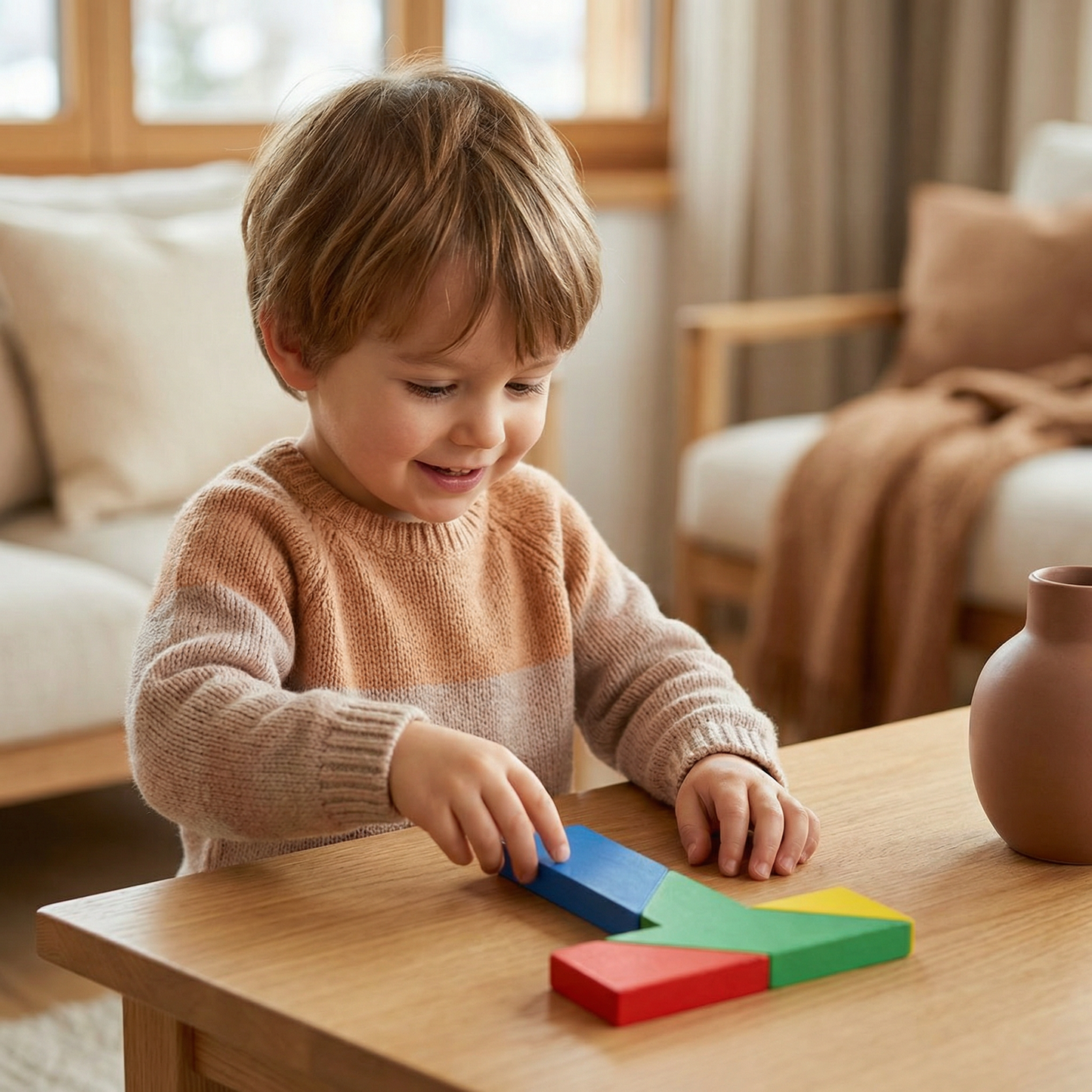 Holz-Tangram Puzzle – Montessori Geometrie- & Lernspiel für Kinder