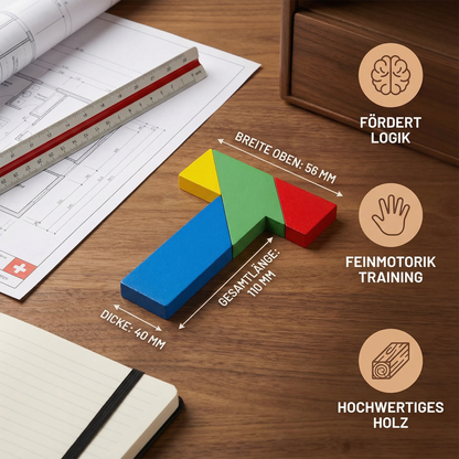 Holz-Tangram Puzzle – Montessori Geometrie- & Lernspiel für Kinder