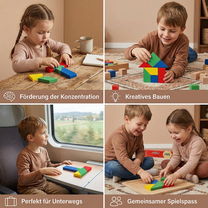 Holz-Tangram Puzzle – Montessori Geometrie- & Lernspiel für Kinder