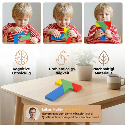 Holz-Tangram Puzzle – Montessori Geometrie- & Lernspiel für Kinder