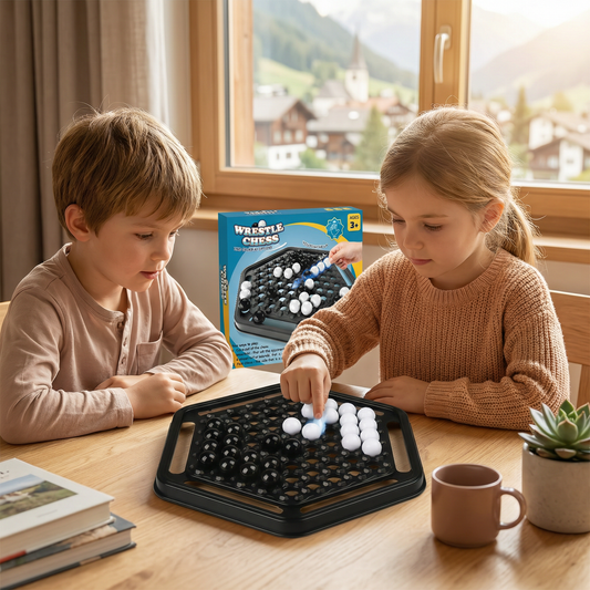 Push-Chess Familien Strategiespiel – Interaktives Logik- & Denkspiel für Kinder