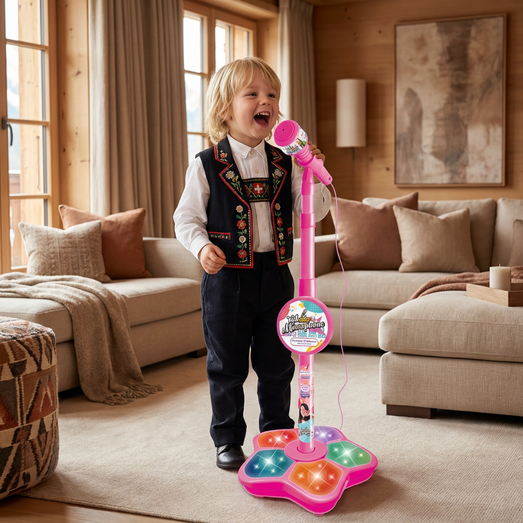 Karaoke-Set für Kinder mit Mikrofon & Ständer – Musikalisches Lernspiel