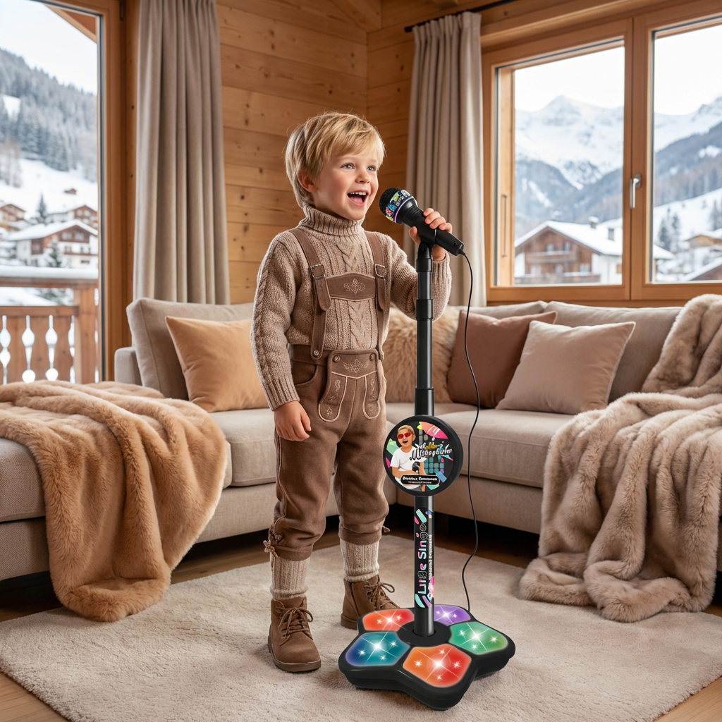 Karaoke-Set für Kinder mit Mikrofon & Ständer – Musikalisches Lernspiel