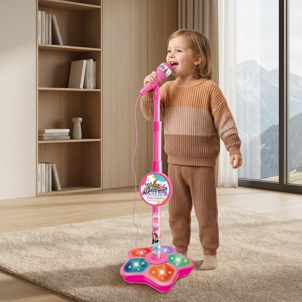 Karaoke-Set für Kinder mit Mikrofon & Ständer – Musikalisches Lernspiel