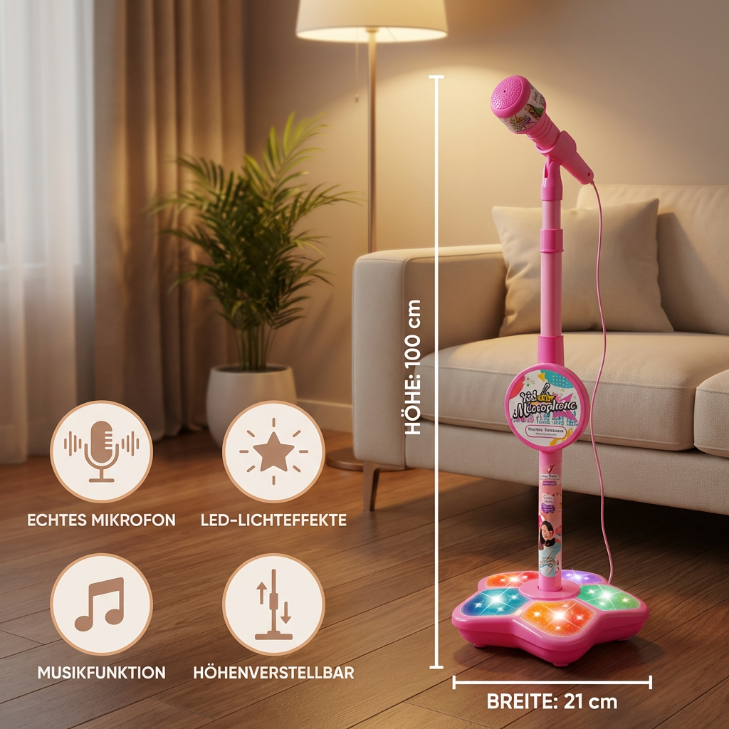 Karaoke-Set für Kinder mit Mikrofon & Ständer – Musikalisches Lernspiel