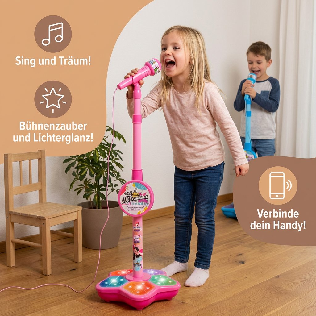 Karaoke-Set für Kinder mit Mikrofon & Ständer – Musikalisches Lernspiel