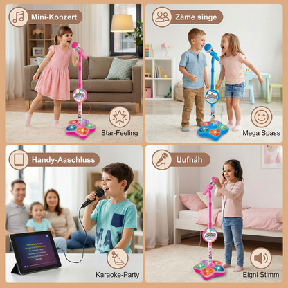 Karaoke-Set für Kinder mit Mikrofon & Ständer – Musikalisches Lernspiel