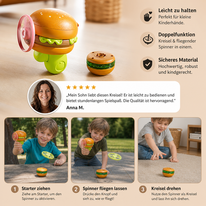 2-in-1 Kreisel & fliegender Spinner mit Starter für Kinder