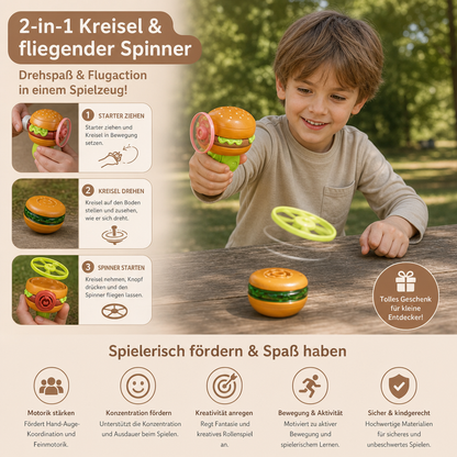 2-in-1 Kreisel & fliegender Spinner mit Starter für Kinder