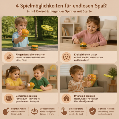 2-in-1 Kreisel & fliegender Spinner mit Starter für Kinder