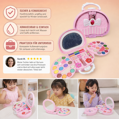 Abwaschbares Prinzessinnen-Make-up-Set für Kinder mit Nagellack & Aufbewahrungsbox