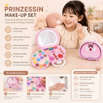Abwaschbares Prinzessinnen-Make-up-Set für Kinder mit Nagellack & Aufbewahrungsbox