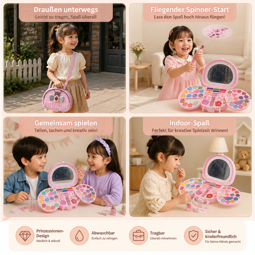 Abwaschbares Prinzessinnen-Make-up-Set für Kinder mit Nagellack & Aufbewahrungsbox