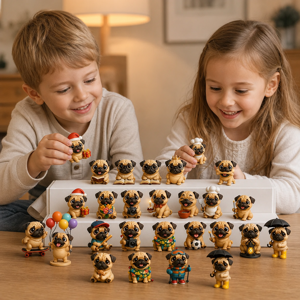 24-Tage Mops-Adventskalender mit Überraschungsfiguren