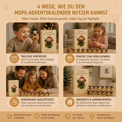 24-Tage Mops-Adventskalender mit Überraschungsfiguren