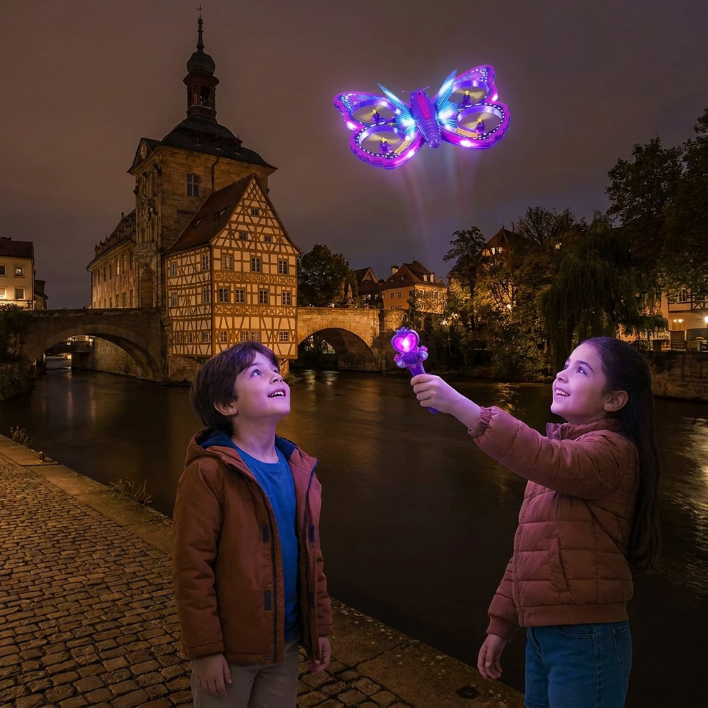 Magisches leuchtendes Schmetterlings-Quadcopter-Spielzeug mit Zauberstab-Steuerung