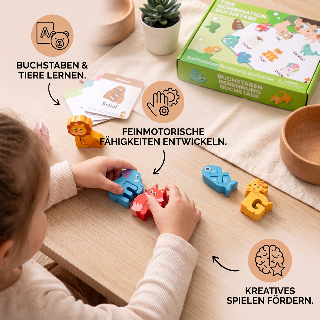 52-teiliges Montessori-3D-Alphabet-Bausteinset