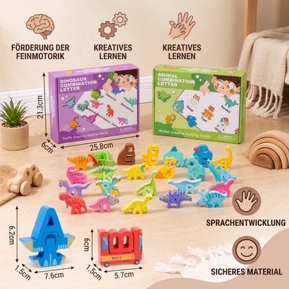 52-teiliges Montessori-3D-Alphabet-Bausteinset