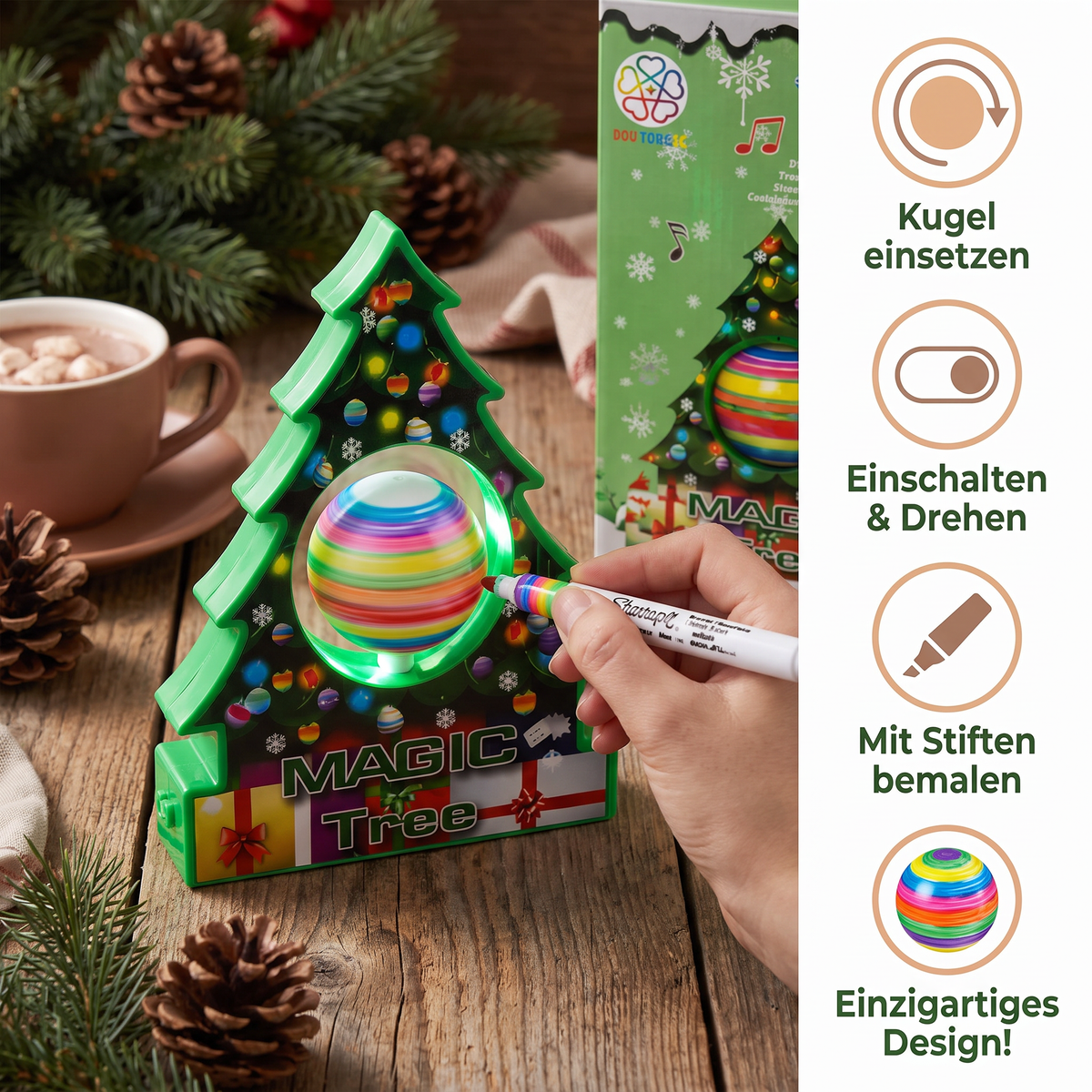 DIY-Weihnachts-Bastelset zum Bemalen drehbarer Anhänger