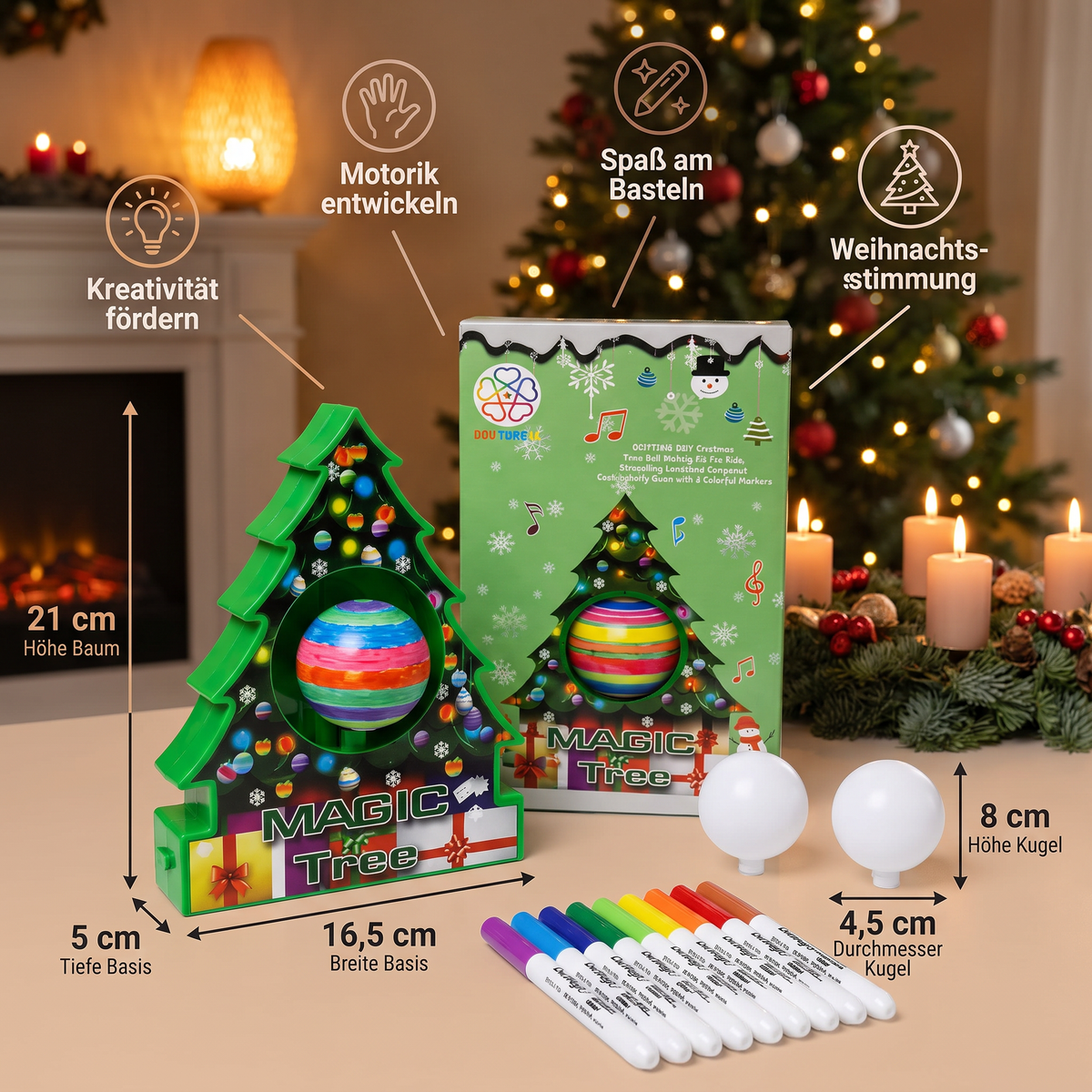 DIY-Weihnachts-Bastelset zum Bemalen drehbarer Anhänger