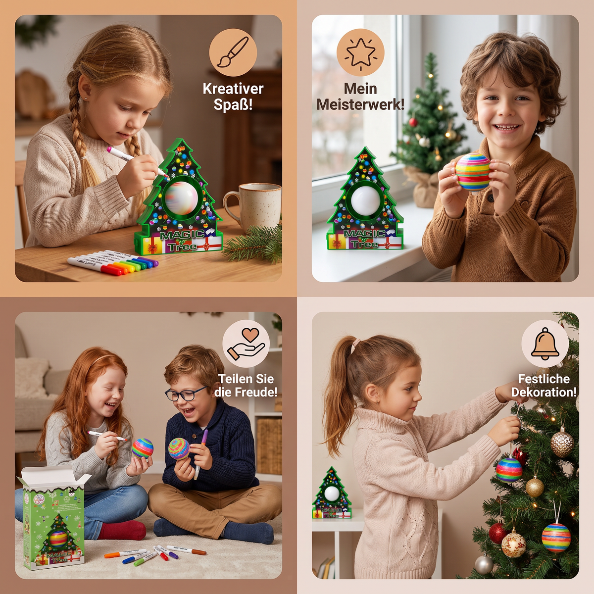 DIY-Weihnachts-Bastelset zum Bemalen drehbarer Anhänger