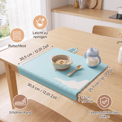 BabySafe praktische & hygienische Silikon-Babytischmatte mit erhöhtem Rand