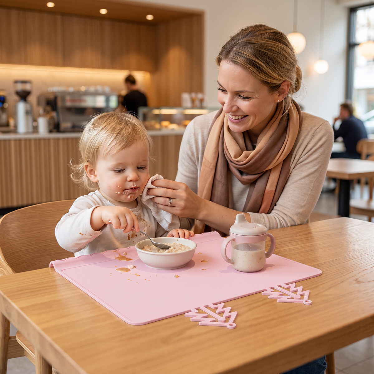 BabySafe praktische & hygienische Silikon-Babytischmatte mit erhöhtem Rand
