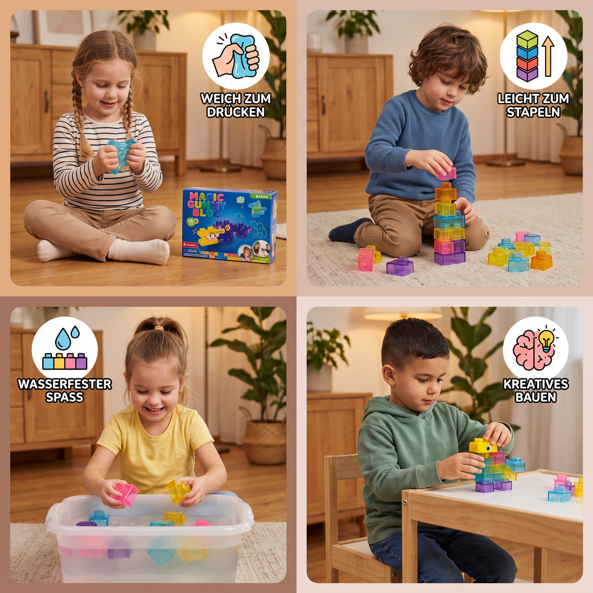 Sichere & weiche Squishy-Gelee-Bausteine für Kinder