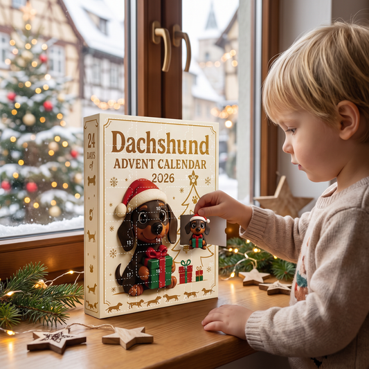 24-Tage Dackel-Adventskalender mit Überraschungsfiguren