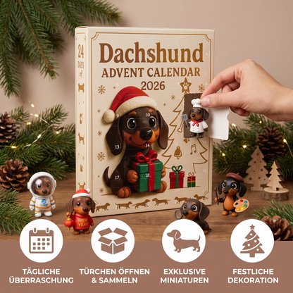 24-Tage Dackel-Adventskalender mit Überraschungsfiguren