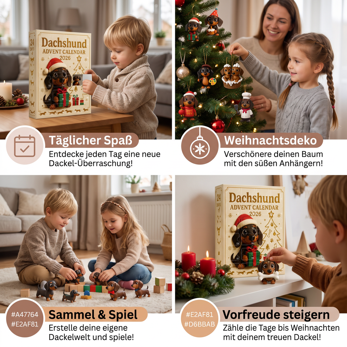 24-Tage Dackel-Adventskalender mit Überraschungsfiguren