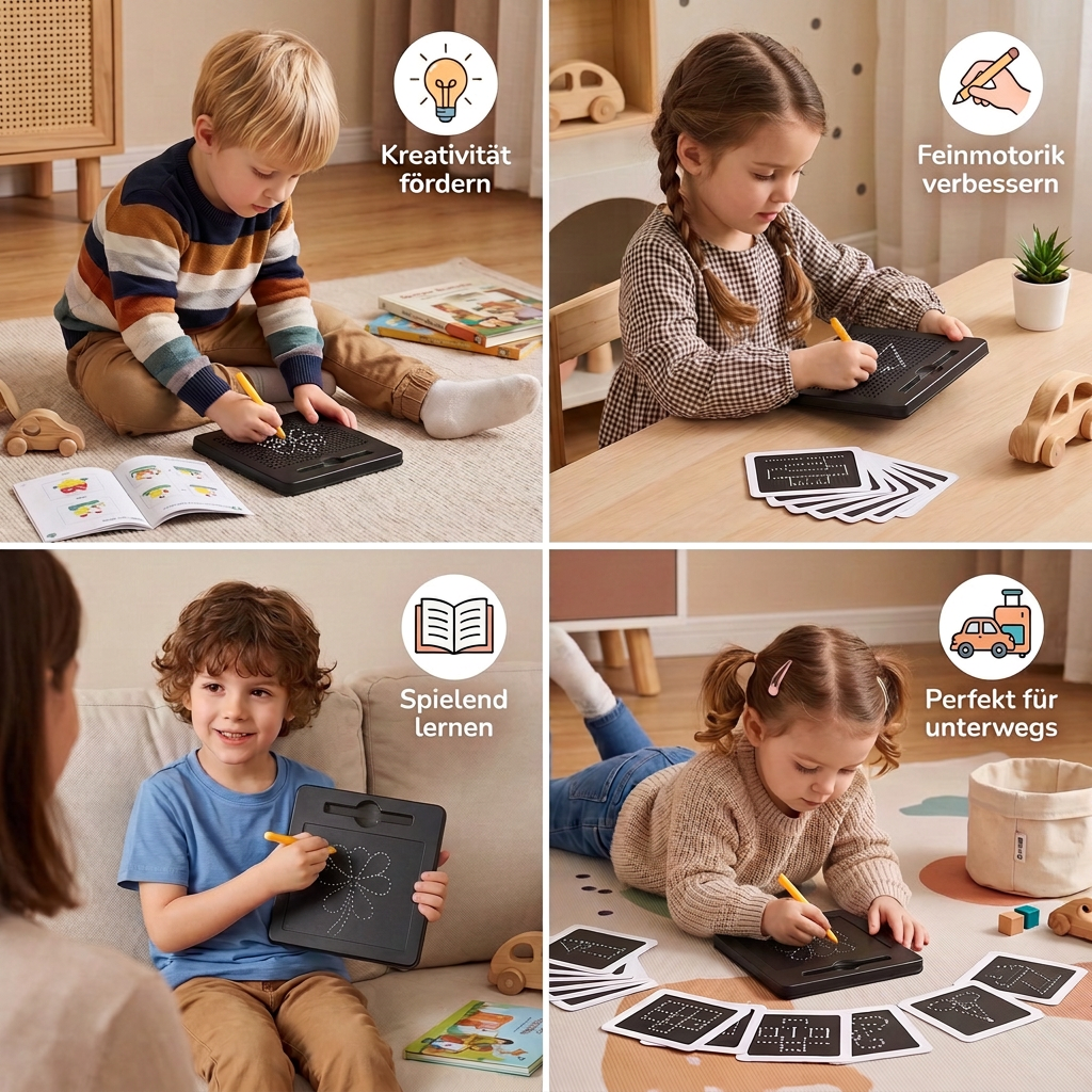 2-in-1 Magnetische Schreib- & Zeichentafel mit aufsteckbaren Formen für Kinder