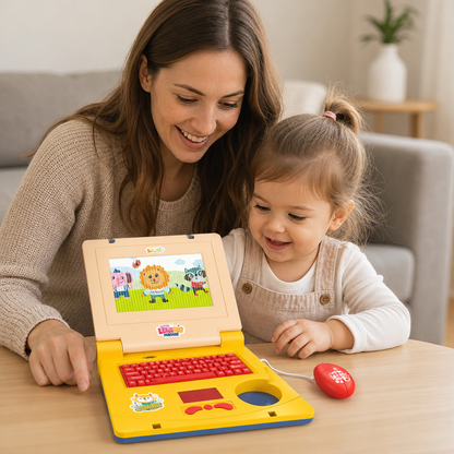 Interaktiver Kinder-Laptop mit Licht, Musik & scrollendem Bildschirm