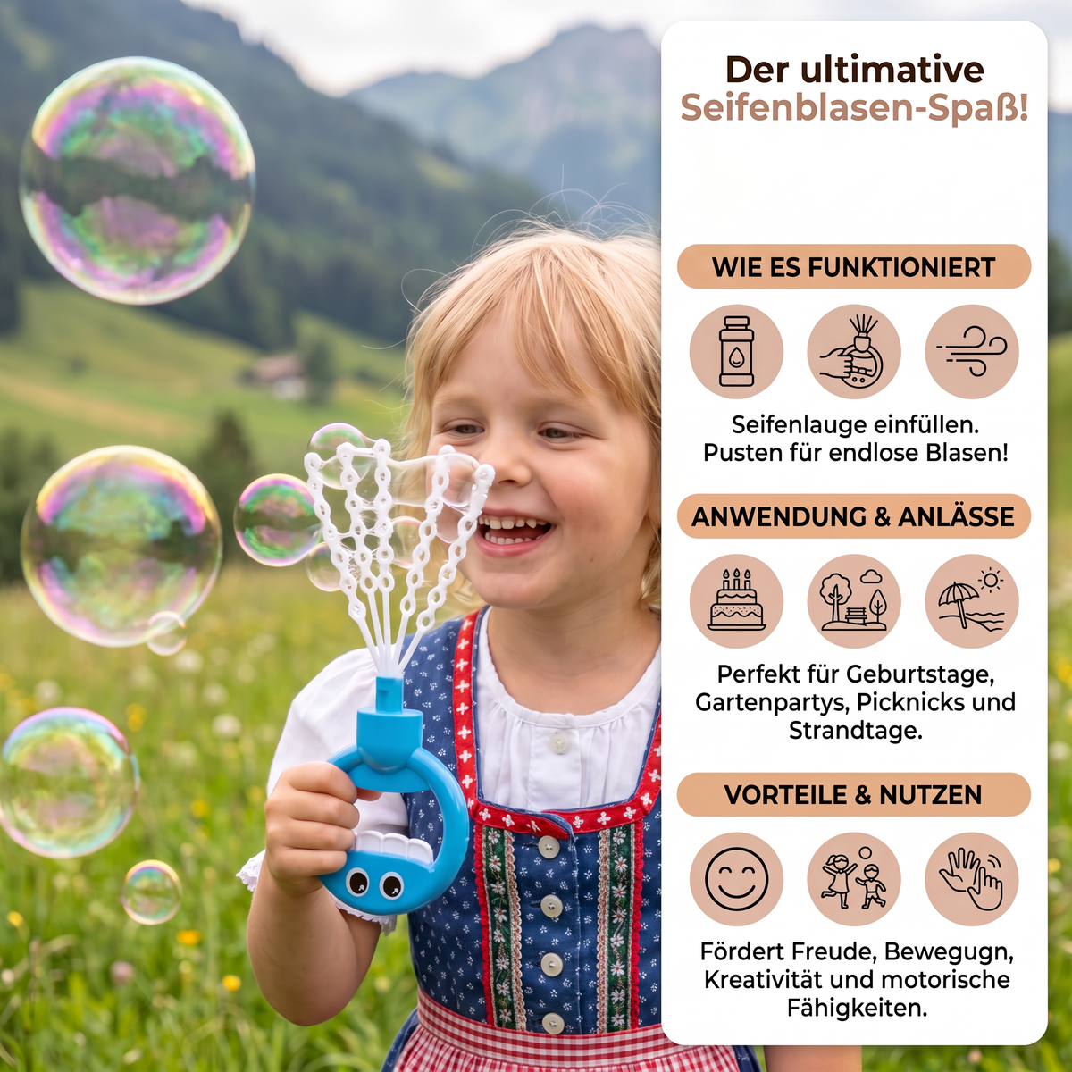 32-Loch-Seifenblasenstab – Riesiger Seifenblasenmacher für Kinder