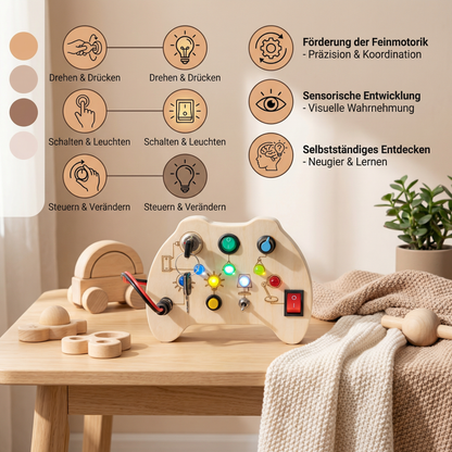 Holz LED Busy Board Controller – Montessori Sensorisches Lernspielzeug zur Förderung der Motorik