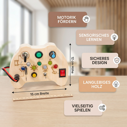 Holz LED Busy Board Controller – Montessori Sensorisches Lernspielzeug zur Förderung der Motorik