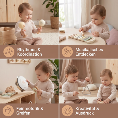 Montessori Holz-Musikinstrumente Set für Babys - Sensorisches & Musikalisches Lernspielzeug