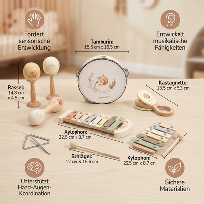 Montessori Holz-Musikinstrumente Set für Babys - Sensorisches & Musikalisches Lernspielzeug