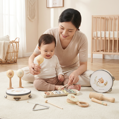 Montessori Holz-Musikinstrumente Set für Babys - Sensorisches & Musikalisches Lernspielzeug
