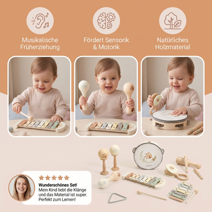 Montessori Holz-Musikinstrumente Set für Babys - Sensorisches & Musikalisches Lernspielzeug