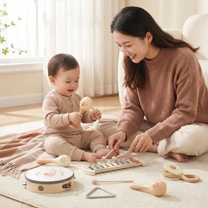 Montessori Holz-Musikinstrumente Set für Babys - Sensorisches & Musikalisches Lernspielzeug