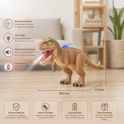 Ferngesteuerter laufender T-Rex – RC-Dinosaurier mit Sprühnebel, Licht & Sound