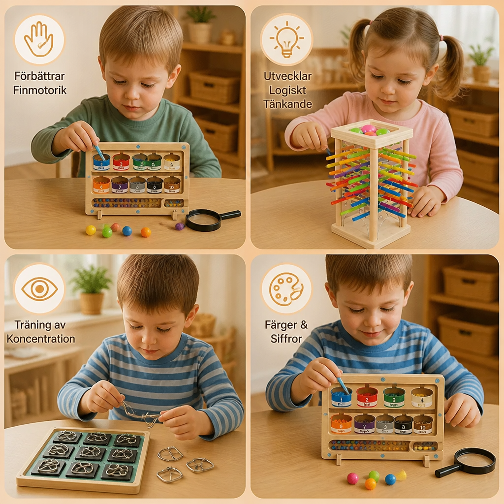 3-Teiliges Montessori Spiel- & Entwicklungs Rätselset für Kinder