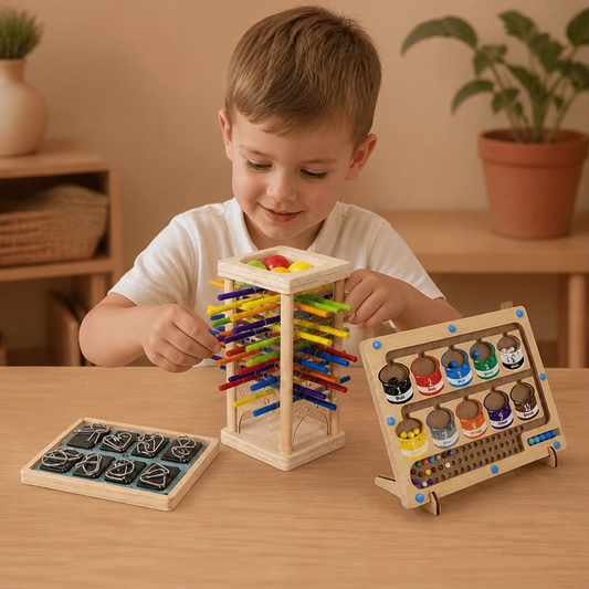 3-Teiliges Montessori Spiel- & Entwicklungs Rätselset für Kinder
