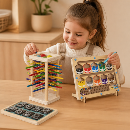 3-Teiliges Montessori Spiel- & Entwicklungs Rätselset für Kinder